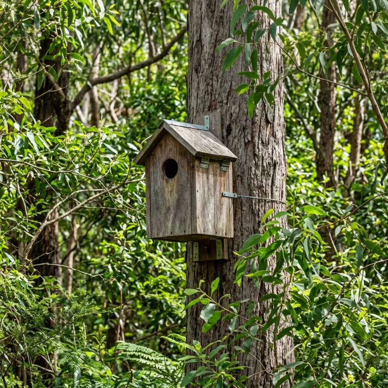 Animal nesting box installed as a humane alternative to a Huntingdale roof cavity